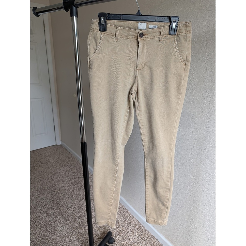 A New Day Womens Khaki Tan Skinny Stretch Pants Size 6 Mid Rise Chino Trousers
